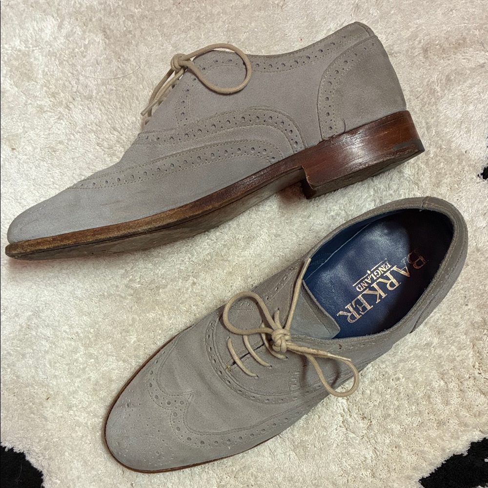 Barker England Freya Loafer Grey Suede UK 5.5